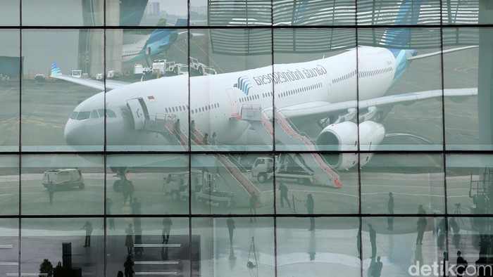 Pesawat Garuda Indonesia di Bandara Soekarno-Hatta.