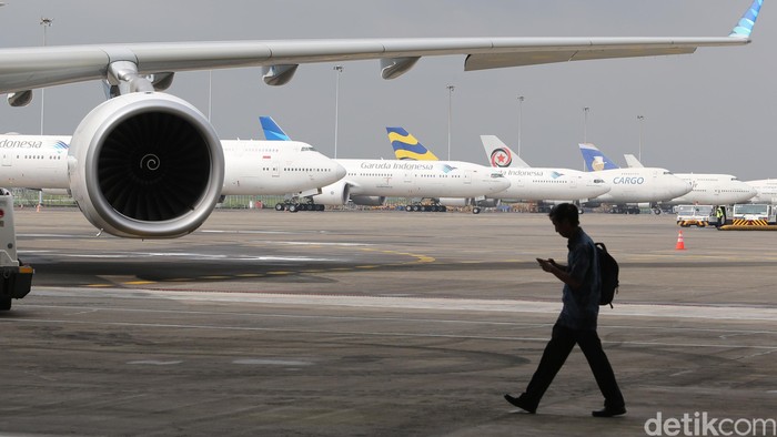 Pesawat Garuda Indonesia di Bandara Soekarno-Hatta.