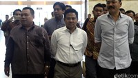Tampak Ketum PKB Muhaimin Iskandar dan Rusdi Kirana melakukan pemantau lokasi Mukernas.