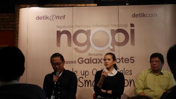 Ini dia pembicara ngopi kali ini Achmad Zaky, Pendiri dan CEO Bukalapak, Alice Norin, Aktris & Enterpreneur serta Lucky Sebastian, Gadget Enthusiast. Foto: detikINET/Anggoro Suryo Jati