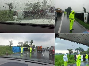 Ada Bus Terbalik, Tol Cikampek Arah Jakarta Macet 20 Km