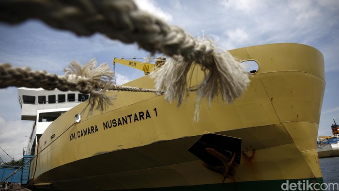 Kapal ternak KM Camara Nusantara I kembali merapat di Dermaga 107 Pelabuhan Tanjung Priok, Jakarta, dengan membawa 299 ekor sapi dari kapasitas penuhnya sebanyak 500 ekor. Sapi yang lainnya sudah diturunkan lebih dulu di Surabaya dan Cirebon. (FOTO: Rachman Haryanto/detikcom)