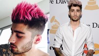 Namun, warna pink di rambutnya kini (kanan) tampak berbeda dengan warna pink pada rambutnya di foto yang diunggahnya di Twitter pada akhir pekan lalu (kiri). Kevork Djansezian/Getty Images for NARAS/detikFoto.
