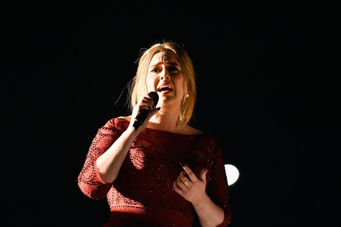 Adele LOS ANGELES, CA - FEBRUARY 15: Singer Adele performs onstage during The 58th GRAMMY Awards at Staples Center on February 15, 2016 in Los Angeles, California. (Photo by Kevork Djansezian/Getty Images for NARAS)