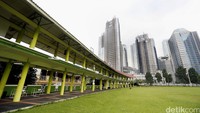 Dari area ini dapat terlihat gedung-gedung bertingkat menjulang tinggi di sekitar Senayan.