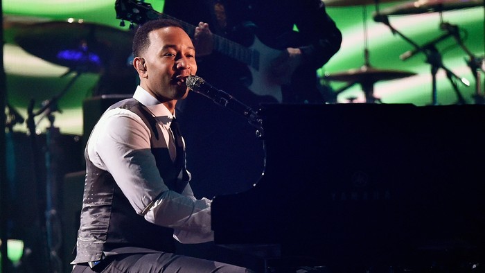 LOS ANGELES, CA - FEBRUARY 15:  Singer John Legend performs onstage during The 58th GRAMMY Awards at Staples Center on February 15, 2016 in Los Angeles, California.  (Photo by Kevork Djansezian/Getty Images)