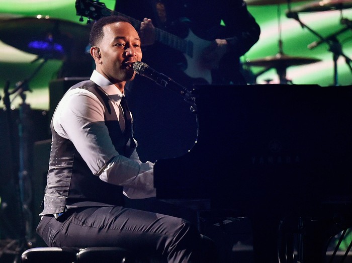 LOS ANGELES, CA - FEBRUARY 15:  Singer John Legend performs onstage during The 58th GRAMMY Awards at Staples Center on February 15, 2016 in Los Angeles, California.  (Photo by Kevork Djansezian/Getty Images)
