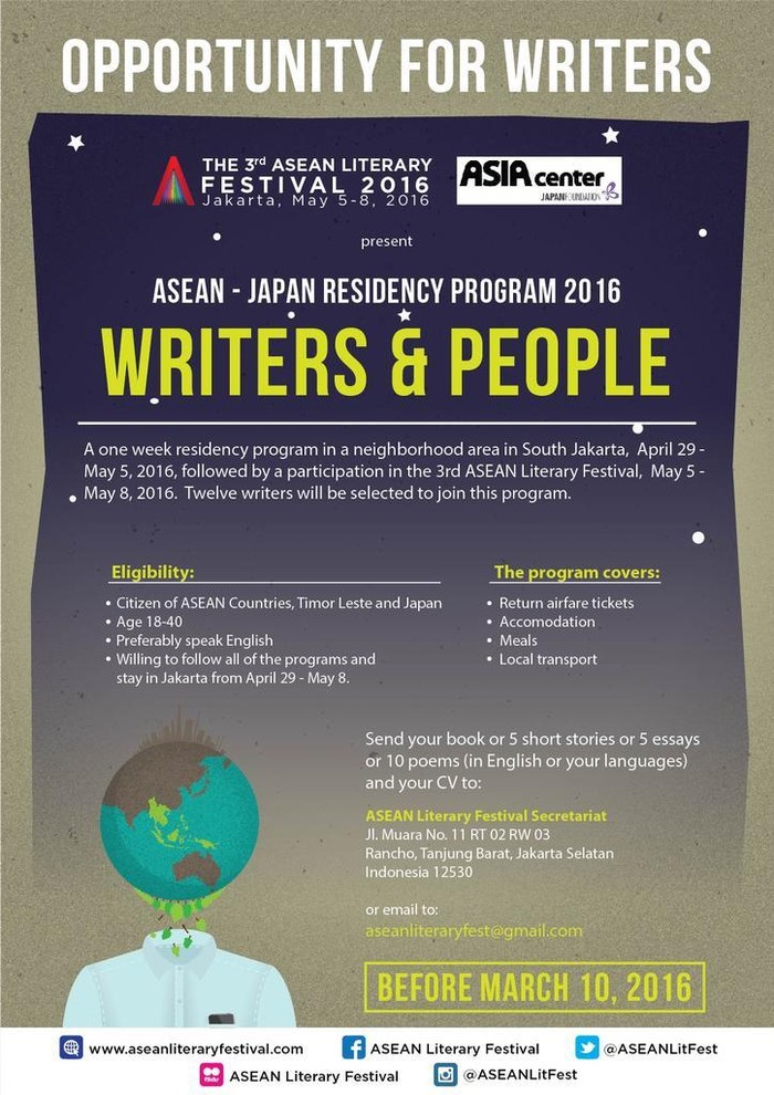 Dibuka! Program Residensi untuk Penulis ASEAN, Timor Leste, dan Jepang