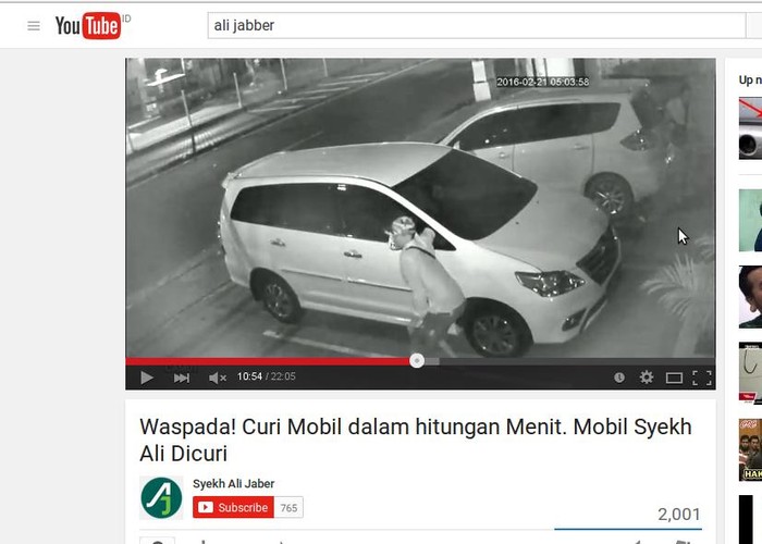 Aksi Pencuri Mobil Syekh Ali Jaber Terekam CCTV