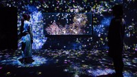 Di ruangan pertama, traveler dapat melihat tema Nature atau alam. Hal itu digambarkan melalui ruangan gelap yang dihiasi oleh gambaran hologram kupu-kupu. Traveler pun akan diajak menjadi tamu di alam buatan nan modern (Randy/detikTravel)