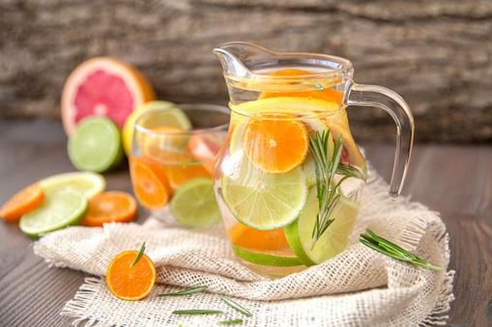 Detox Water with citruses and rosemary