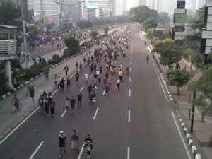 CFD Mulai Ramai Warga yang Berolahraga, Polisi Bersiaga