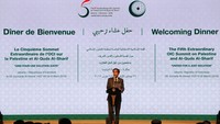 Dalam kesempatan ini juga Jokowi mengungkapkan keprihatinannya terhadap kondisi di Palestina saat ini. Di mana, Israel telah membatasi ruang gerak rakyat Palestina hingga menjadi tak berdaya. Wendra Ajistyatama/CNN Indonesia.