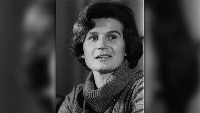 31st October 1977:  Former Russian cosmonaut and lecturer Valentina Nikolayeva Tereshkova attends a press conference at the Soviet Embassy in London during a tour of England. She was the first woman to orbit the earth in Vostok 6 on June 16th-19th, 1963.  (Photo by Rob Taggart/Central Press/Getty Images)