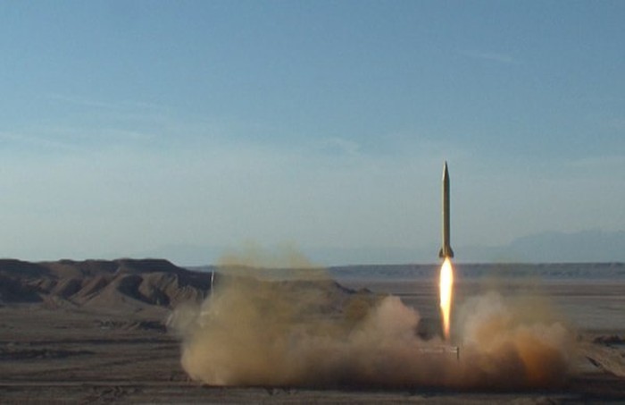 A ballistic missile is launched and tested in an undisclosed location, Iran, in this handout photo released by the official website of Islamic Revolutionary Guard Corps (IRGC) on March 8, 2016. REUTERS/sepahnews.com/Handout via Reuters ATTENTION EDITORS - THIS IMAGE WAS PROVIDED BY A THIRD PARTY. REUTERS IS UNABLE TO INDEPENDENTLY VERIFY THE AUTHENTICITY, CONTENT, LOCATION OR DATE OF THIS IMAGE. FOR EDITORIAL USE ONLY.  NOT FOR SALE FOR MARKETING OR ADVERTISING CAMPAIGNS. EDITORIAL USE ONLY. NO RESALES. NO ARCHIVE.