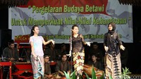 Pagelaran budaya Betawi memeriahkan sosialisasi Empat Pilar Kebangsaan, Sabtu (19/3/2016).
