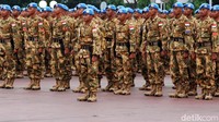 Para prajurit TNI yang akan bertugas di Darfur Sudan tersebut dipimpin oleh Letkol Inf Singgih Pambudi Arinto. Ist/Puspen TNI.