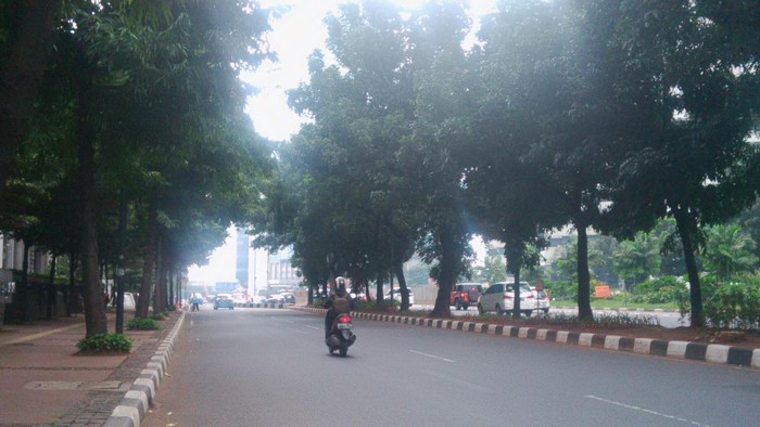 Libur Panjang, Jl Sudirman Lengang Dari Kendaraan Bermotor

Ibu Kota Jakarta hari ini terlihat sangat lengang di hari pertama libur panjang dan juga masuk pada perayaan Paskah. Situasi ini terpantau di wilayah Jalan Jenderal Surdirman, Jakarta Pusat.

Jika biasanya pemandangan arus lalin di wilayah Jl Jenderal Sudirman dipenuhi oleh kendaraan, baik itu angkutan umum, pribadi, dan kendaran roda dua, maka pada hari ini semua pemandangan itu tidak terlihat.

Pantauan detikcom, Jumat (25/3/2016) dari wilayah Tanah Abang, Jakarta Pusat menuju Jalan Jenderal Sudirman hanya sedikit kendaraan yang melintas. Memasuki wilayah Jl MH Thamrin, hanya terlihat beberapa pejalan kaki yang berjalan di trotoar.

Tak banyak kendaraan umum dan pribadi yang melintas di jalan utama ini. Bahkan melongok ke dalam bus, angkutan umum, tempat duduk penumpang terlihat banyak yang kosong. Sepeda motor sendiri dapat dipacu antara 40 km per jam hingga 60 km per jam. 

Tidak tampak polisi lalu lintas yang mengatur lalu lintas.  Cuaca di sekitar Jalan Sudirman juga pada hari ini terlihat cukup berawan.