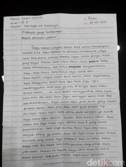 Surat Untuk Presiden Jokowi Dari Siswi Smp Membuat Risma