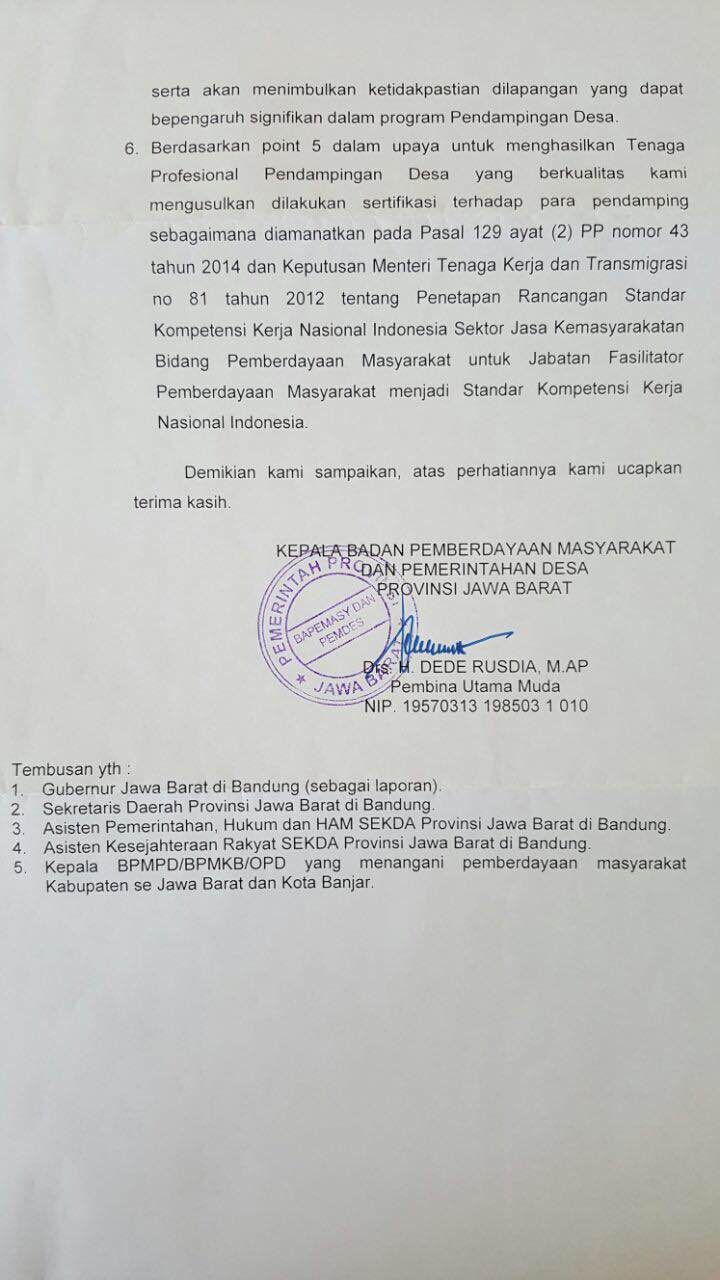 Bpmpd Jabar Surati Kemendes Usul Pendamping Desa Tak