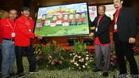 Ketua Umum SP PLN, Djumadis Abda dan Sekjen SP PLN, M Abrar Ali menerima lukisan dari peserta Munaslub usai pemilihan.