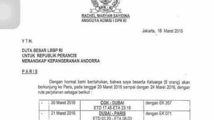 KBRI Paris: Rachel Maryam Minta Jemput-Antar ke Bandara, Sebatas Kewajaran