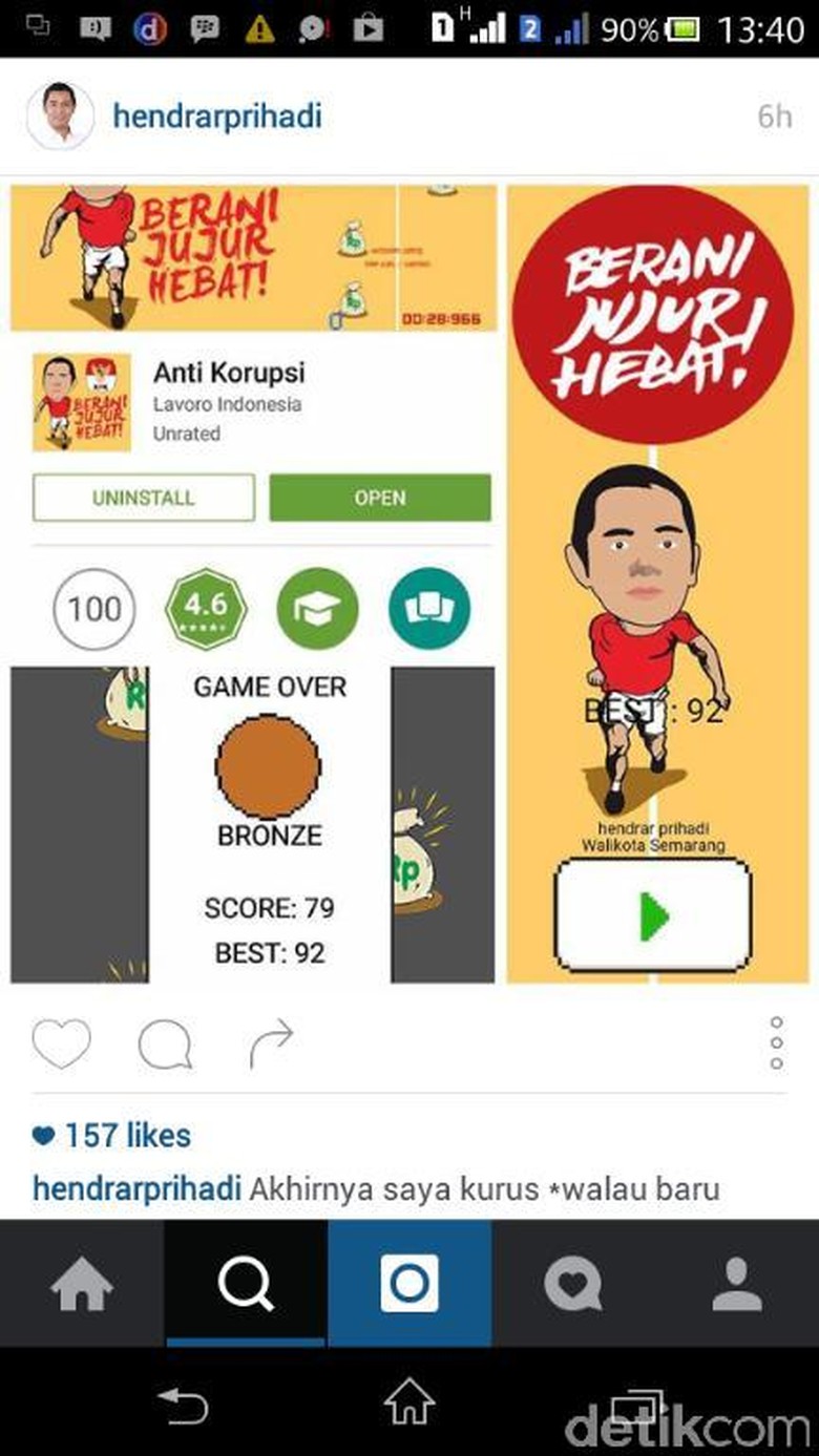 Wali Kota Semarang Tantang Warganya Main Game Anti Korupsi