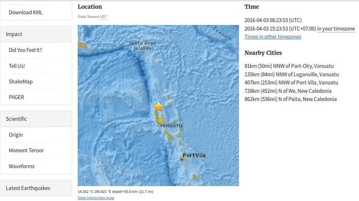 Gempa 6,9 SR Guncang Vanuatu, Tak Berpotensi Tsunami