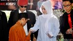 Zaskia Gotik Tampil Berkerudung Beri Santunan untuk Anak Yatim Piatu