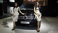 Dua orang model berpose dengan The New V-Class.