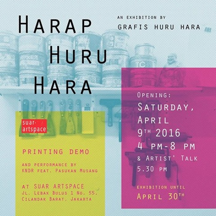 Grafis Huru Hara Pameran di SUAR Art Space Akhir Pekan Ini