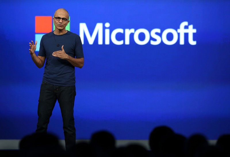 SAN FRANCISCO, CA - APRIL 02:  Microsoft CEO Satya Nadella delivers a keynote address during the 2014 Microsoft Build developer conference on April 2, 2014 in San Francisco, California. Satya Nadella delivered the opening keynote to kick off the 2014 Microsoft Build developer conference which runs through April 4.  (Photo by Justin Sullivan/Getty Images)