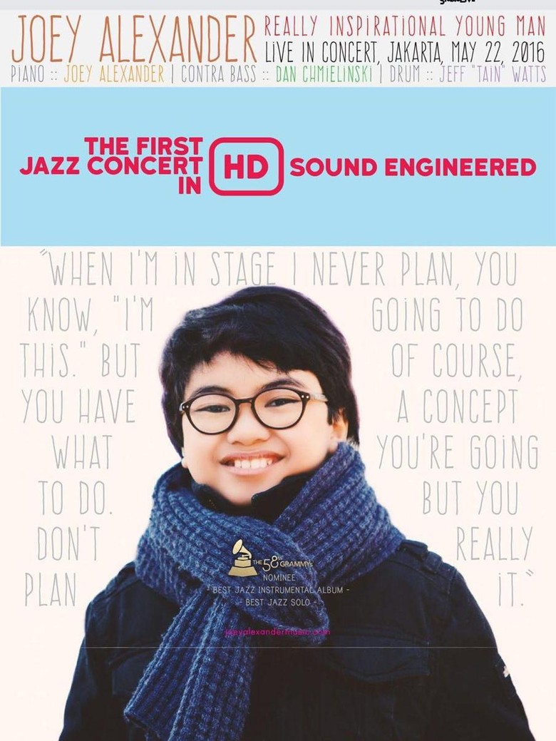 Joey Alexander Pulang Kampung ke Jakarta 22 Mei Joey Alexander Pulang Kampung ke Jakarta 22 Mei