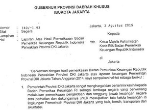 Ini Surat Ahok untuk BPK yang Tak Kunjung Diklarifikasi Sejak 8 Bulan Lalu