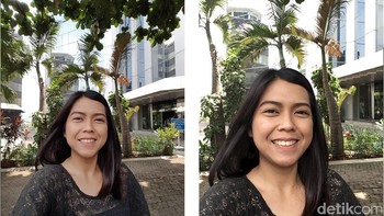 Saat dipakai selfie, Galaxy S7 mampu menampilkan lebih apik. Foto: detikINET/afr