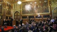 Pertemuan dilakukan di di Royal robing Room, Istana Westminster, London, Selasa (19/04/2016) waktu setempat. Stefan Wermuth/Reuters/detikFoto.