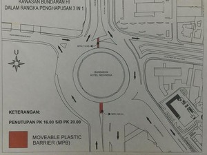 Pengumuman! Begini Rekayasa Uji Coba Lalu Lintas di Seputaran Bundaran HI Sore ini