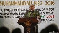 Mantan Ketum Muhammadiyah Din Syamsuddin hadir dalam acara itu.