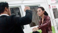Angga memilih film The Raid 2, sebagai film favorit, dan membuat ulang adegan pertarungan Julie Estelle di stasiun kereta. Pool/Gus Mun/detikFoto.