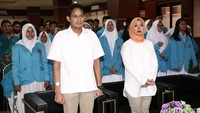 Bakal Cagub DKI dari Partai Gerindra Sandiaga Uno menghadiri acara sosialisasi empat pilar kebangsaan yang digelar oleh Anggota MPR RI Aryo P S Djojohadikusumo di GOR Tanjung Duren.