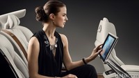 Model mencoba monitor di kabin Volvo S90. Foto: Volvo