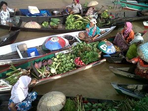 Bukan Thailand, Ini Pasar Terapung Lok Baintan di Banjarmasin