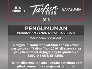 Taifun Tour 2016 Barasuara di Yogyakarta Pindah Tempat