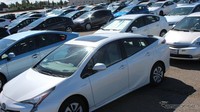 Toyota Prius menjadi model mobil yang paling banyak mengikuti parade itu, termasuk Prius C. Foto: Response