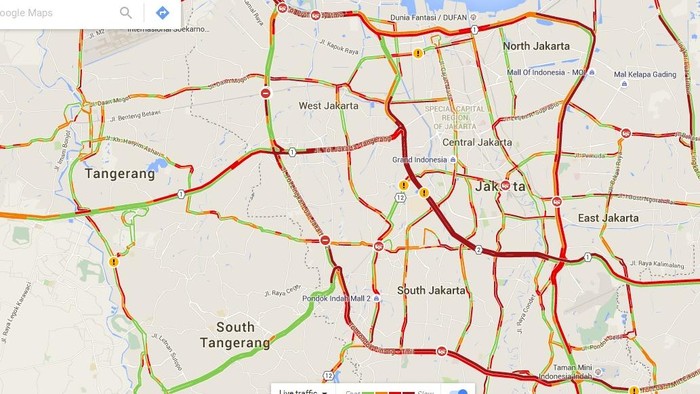Begini Merahnya Lalu Lintas di Jakarta di Malam Long Weekend