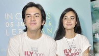 Rizky dan Michelle saat hadiri acara peluncuran teaser film ILY from 38.000 Ft di Kinosaurus, Kemang, Jakarta Selatan, Rabu (4/5/2016). Pool/Noel/detikFoto.