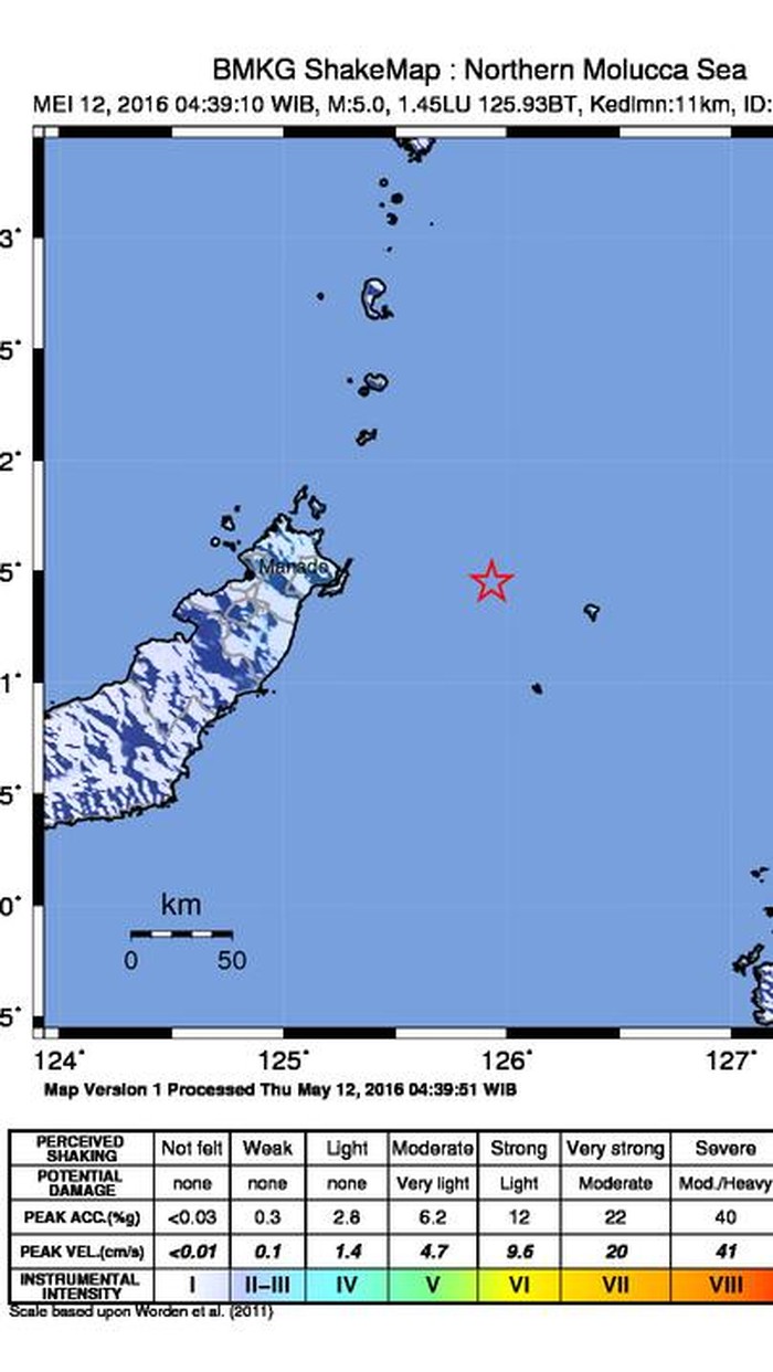 Gempa Bumi 5 SR Guncang Bitung, Sulawesi Utara