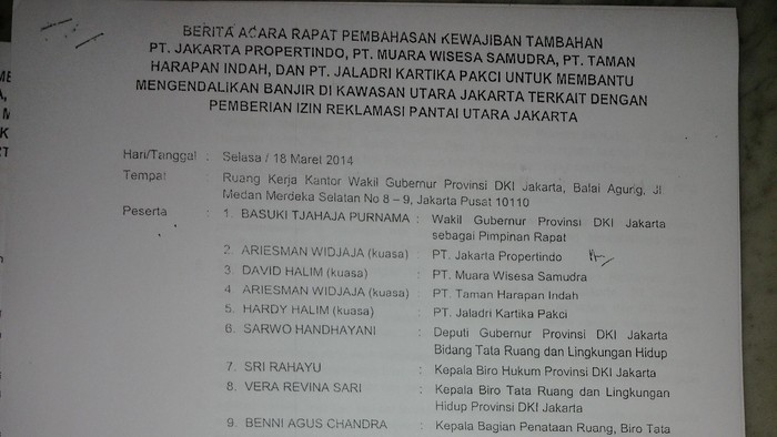 Ahok Sebut Perjanjian Preman dengan Pengembang atas Kesepakatan bersama