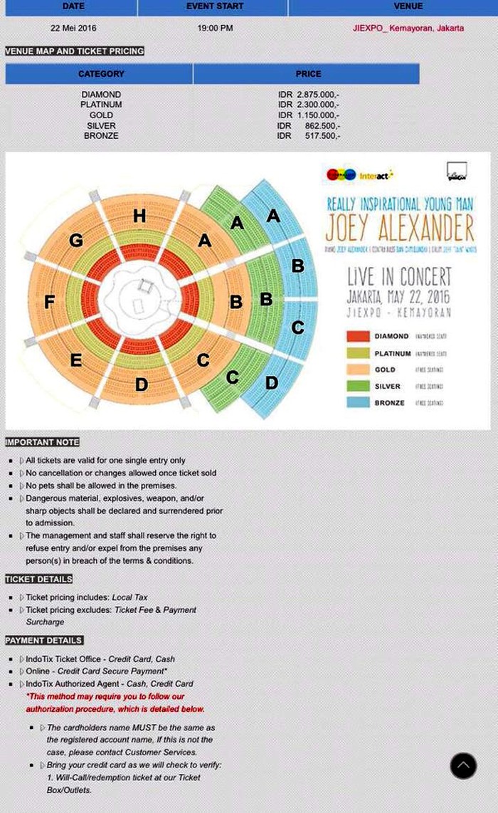 Ini Denah dan Harga Tiket Konser Joey Alexander di Jakarta