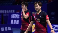 Mereka mengalahkan pasangan Kim Gi Jung/Kim Sa Rang. Johannes Eisele/AFP.